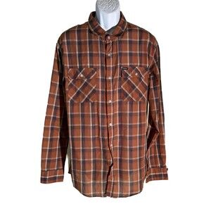 BRIXTON Men's Long Sleeve Button Down Gold‎ Brown Shirt XL
